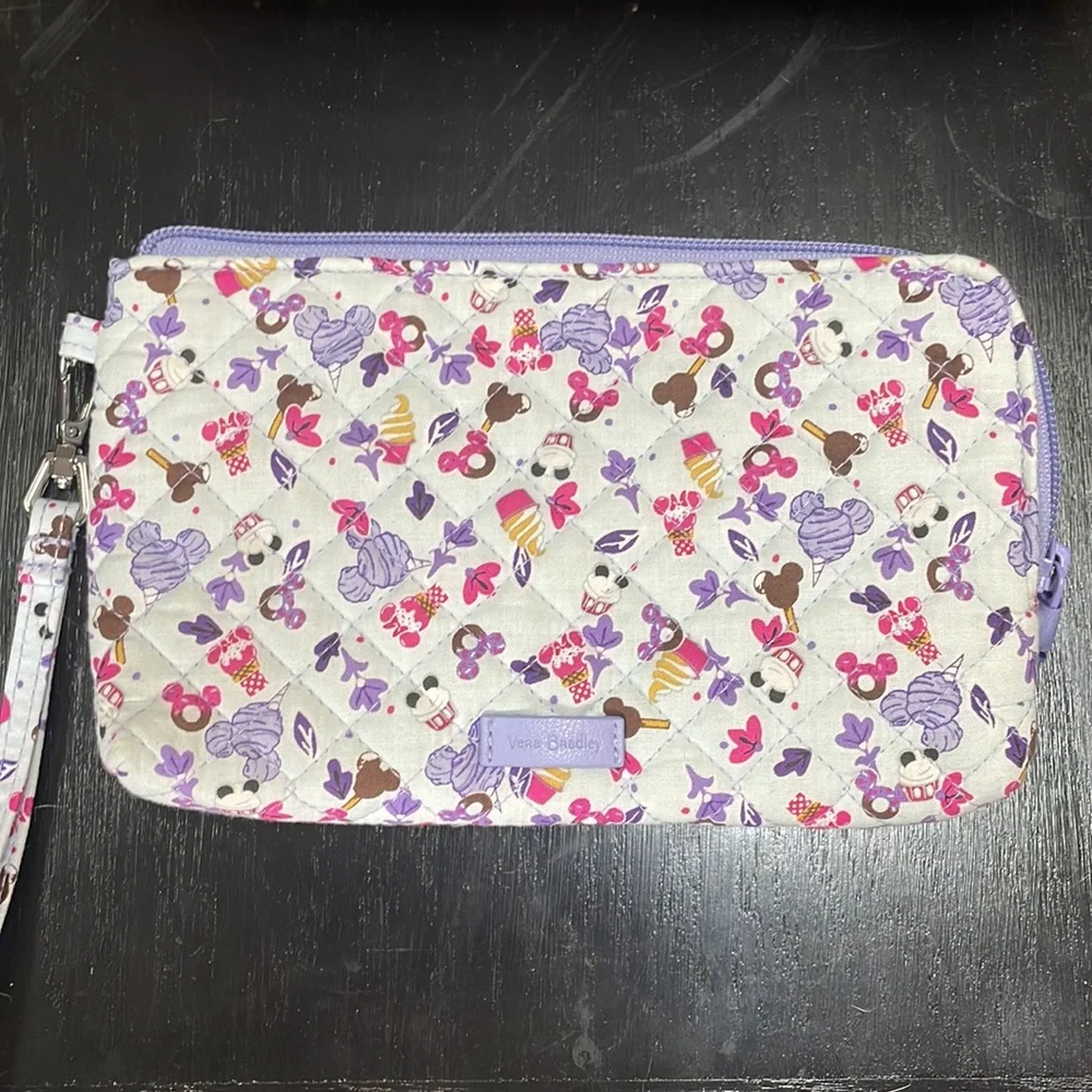 Vera Bradley Lavender Purple Pink Patterned Quilted Wristlet